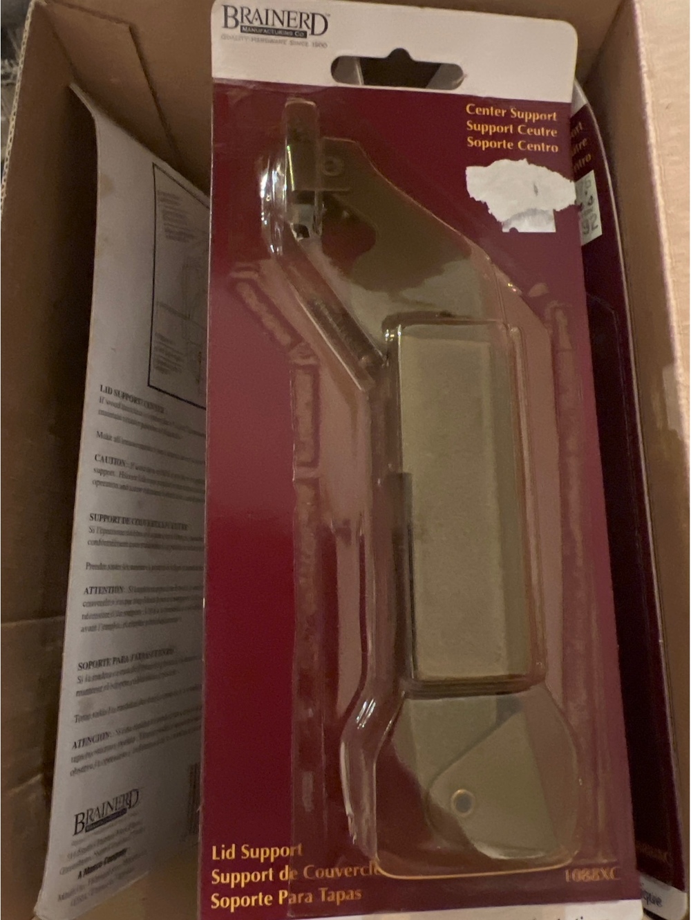 Lot of 5 Brainerd Lid Support Center Mount Bronze Finish Hardware